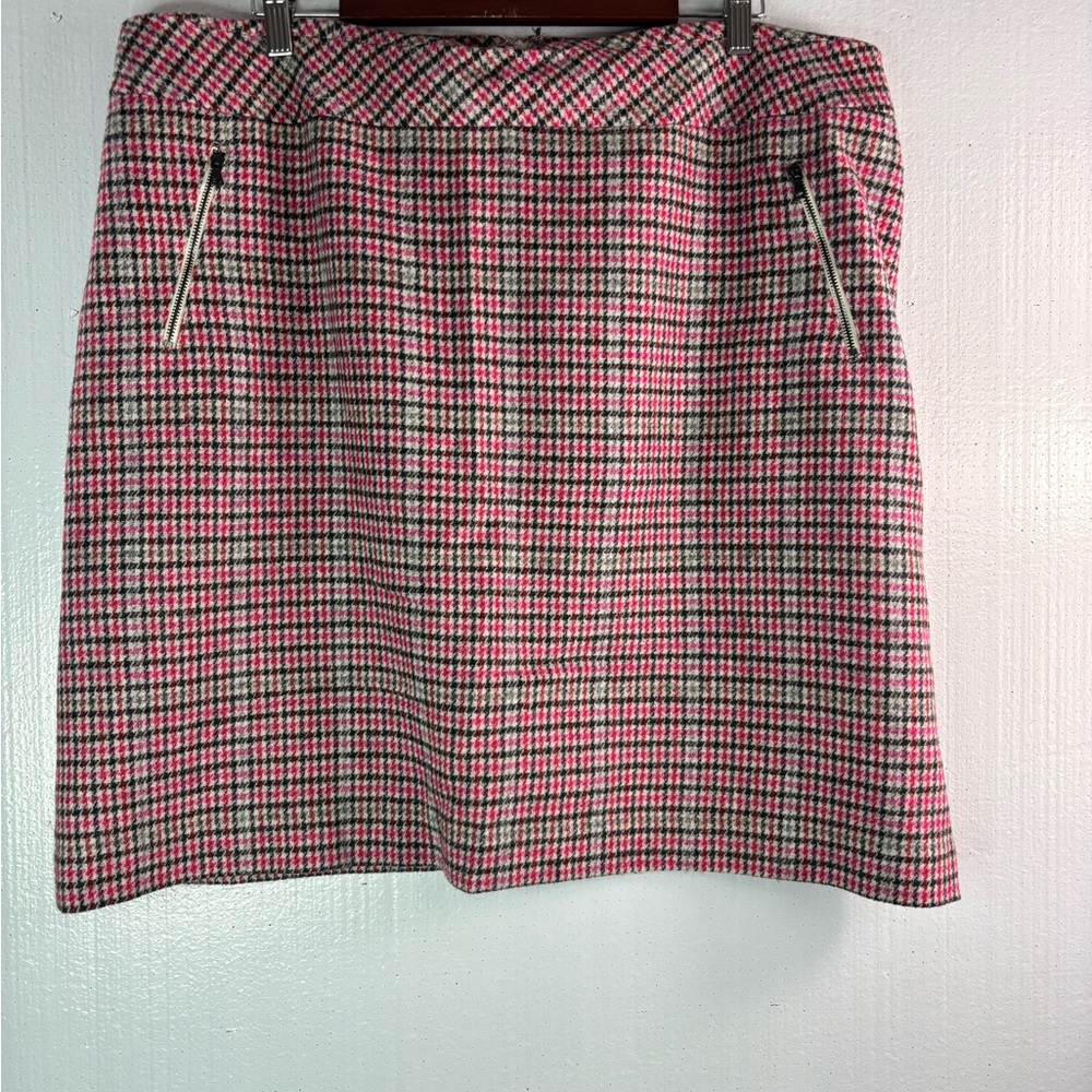Talbots 20W Plaid Wool Blend Work Skirt in Pink Black Gray Plus